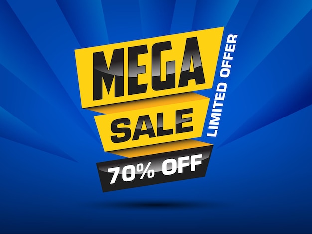 Promozione banner design sconto affare offerta marketing vendite illustrazione con testo Mega Sale