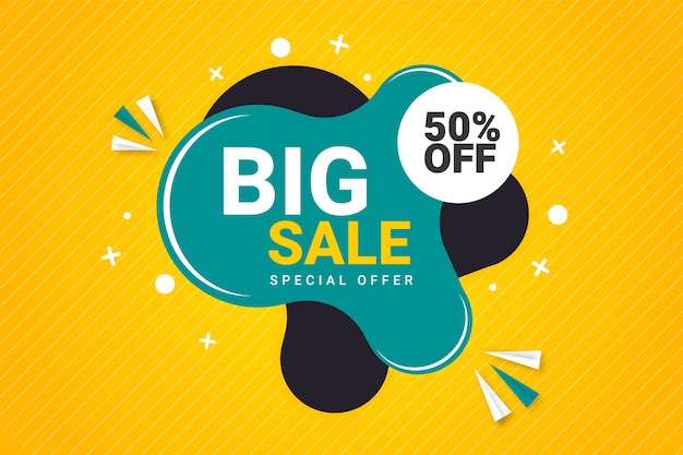 Promozione banner sconto vendita con sfondo giallo