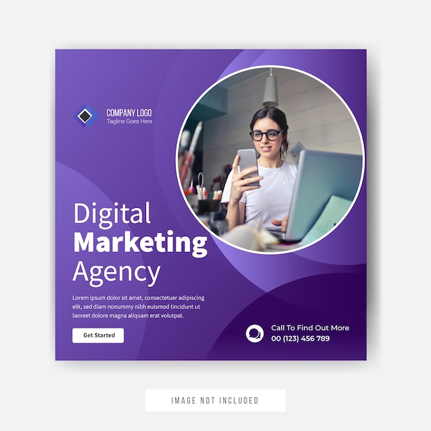 Promozione dei social media dell'agenzia di marketing digitale Progettazione del modello di post