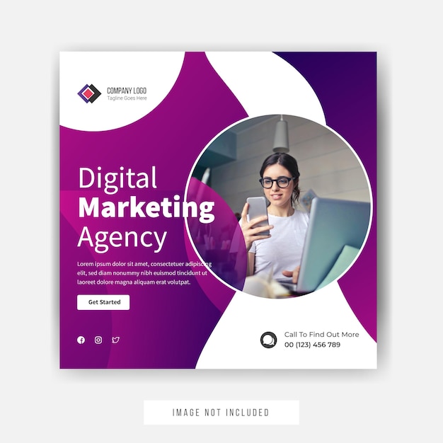 Promozione dei social media dell'agenzia di marketing digitale Progettazione del modello di post