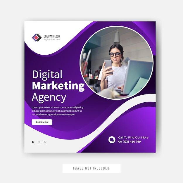 Promozione dei social media dell'agenzia di marketing digitale Progettazione del modello di post