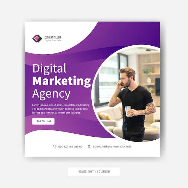 Promozione dei social media dell'agenzia di marketing digitale Progettazione del modello di post