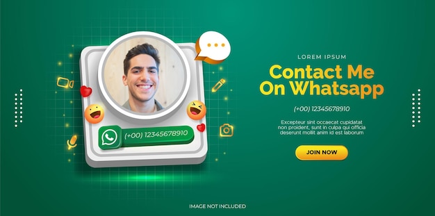 Promozione dell'account Whatsapp sul design della pagina web Vettore premium
