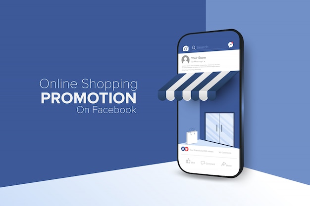 Promozione dello shopping online sull'app dei social media