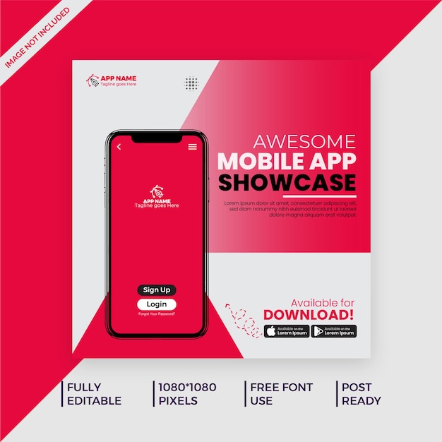 Promozione di applicazioni mobili creative, presentazione di post sui social media e modello di banner web Corporate Business