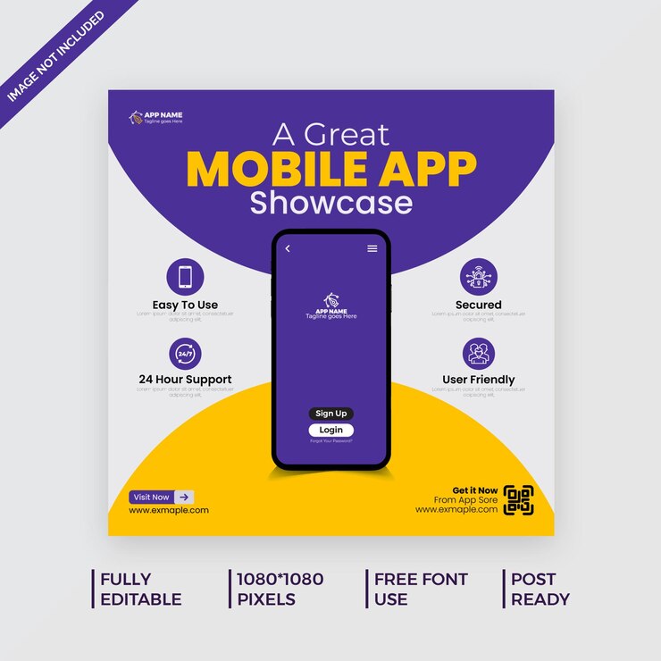 Vettore promozione di applicazioni mobili creative, presentazione di post sui social media e modello di banner web corporate business