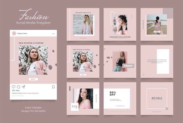 Promozione di vendita di moda banner modello social media.