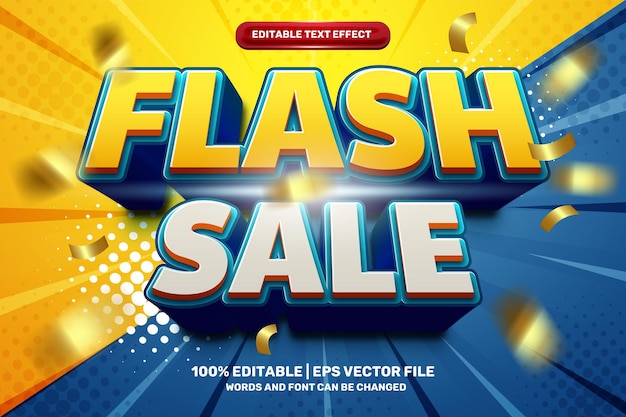 Promozione sconto badge vendita flash Stile effetto testo modificabile in grassetto 3D