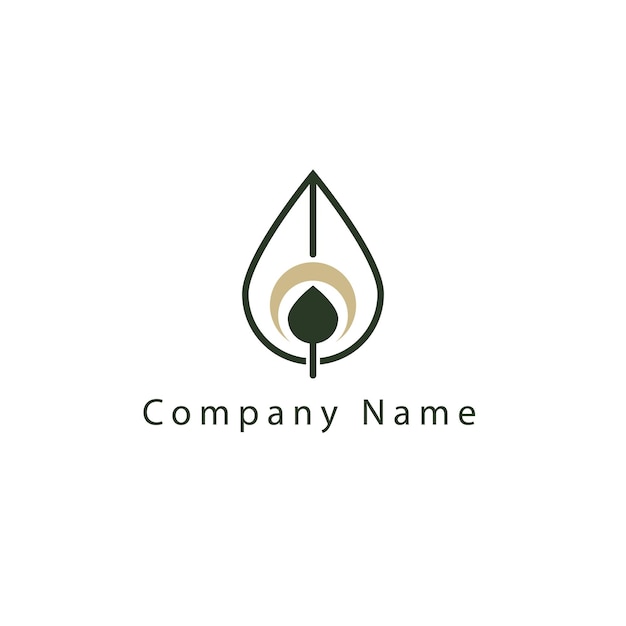 Proposta di design a linea continua con una foglia al centro di un logo a goccia d'acqua