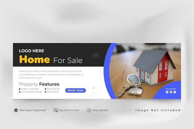 Proprietà della casa immobiliare o copertina facebook aziendale e modello di banner web