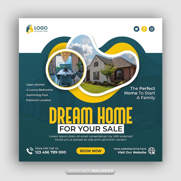 Proprietà immobiliare casa proprietà vendita social media poster appartamenti di lusso vendita annunci Instagram banner