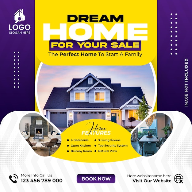 Proprietà immobiliare casa proprietà vendita social media poster appartamenti di lusso vendita annunci Instagram banner
