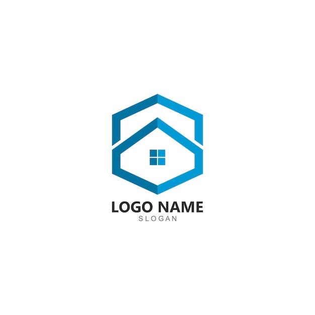 Proprietà immobiliare e costruzione Logo design per il segno aziendale aziendale vettore