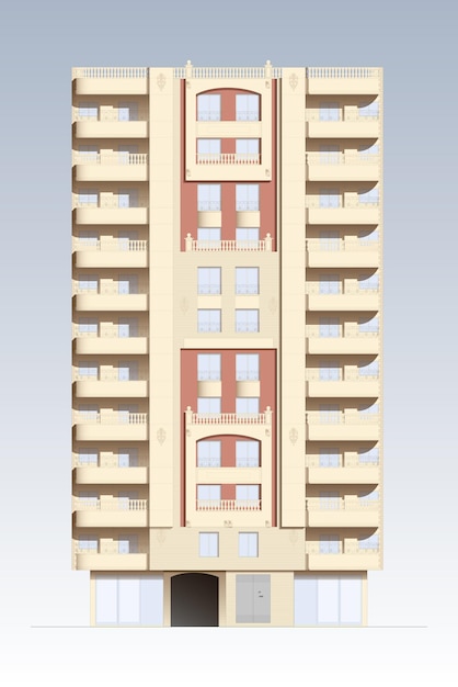 Prospetto classico dell'edificio. Vettore