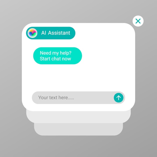 Prototipo di modello di interfaccia utente della casella di chat dell'assistente AI