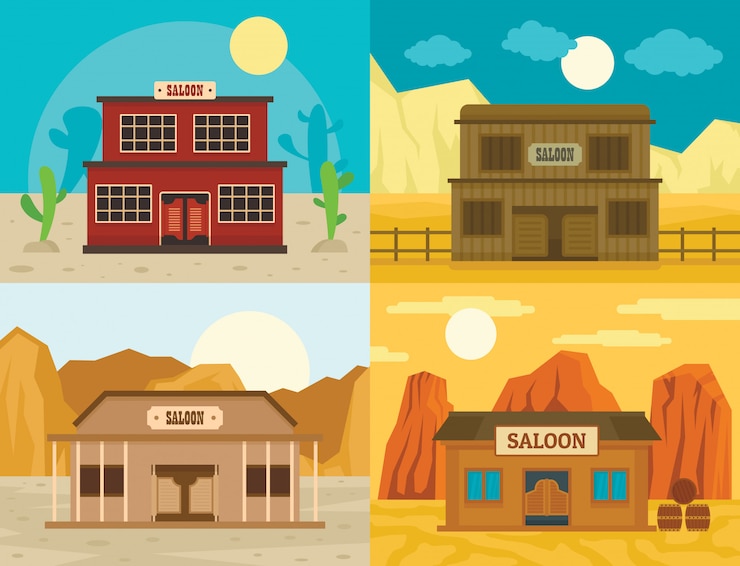 Vettore pub del saloon selvaggio west