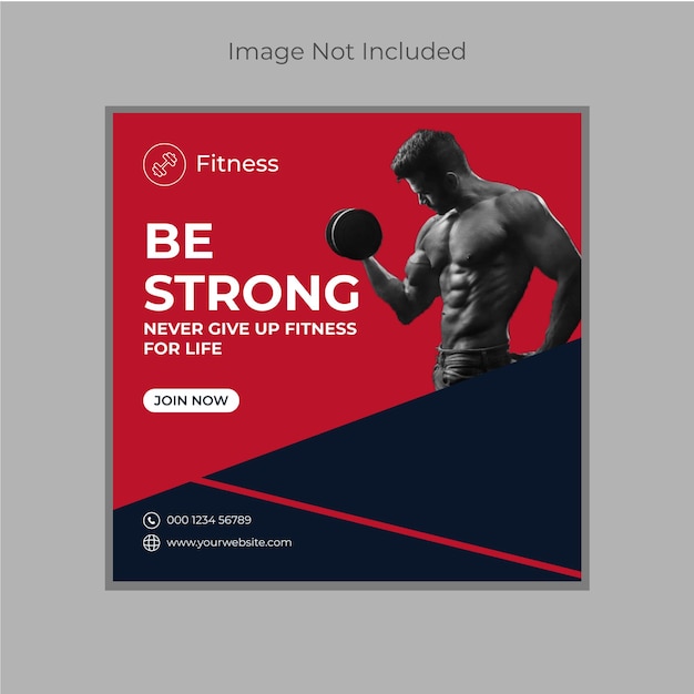 Pubblicità di fitness con un uomo muscoloso