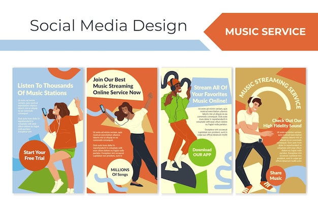 Pubblicità di servizi musicali sul set di social media