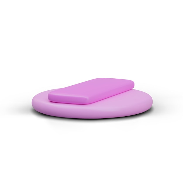 Puff rosa per la polvere in posizione orizzontale Accessoire per l'applicazione di cosmetici secchi sul viso