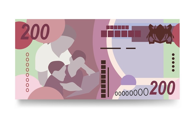 Pula illustrazione vettoriale Botswana denaro set bundle banconote Cartamoneta 200 BWP