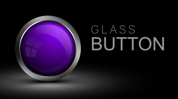 Pulsante alla moda, vetro, viola per l'interfaccia web.