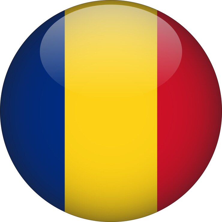 Vettore pulsante bandiera arrotondata 3d romania