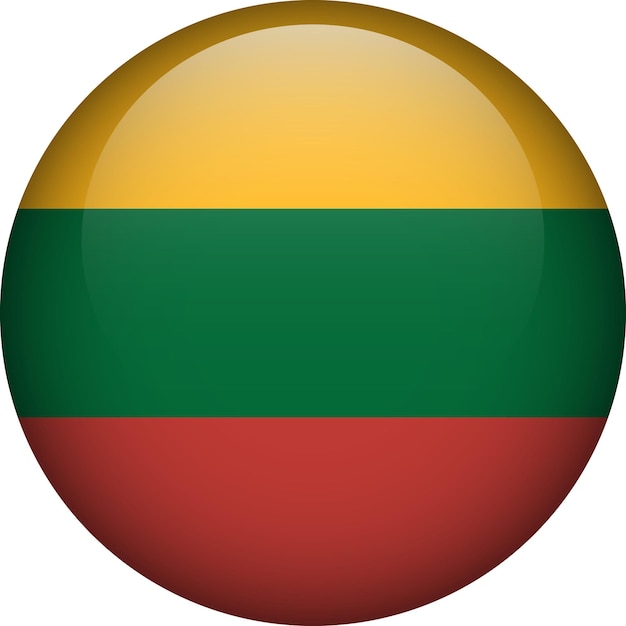 Pulsante di bandiera Lituania Emblema della Lituania Simbolo di bandiera vettoriale Colori e proporzione correttamente