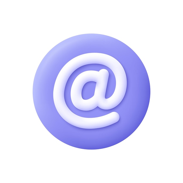 Pulsante simbolo e-mail Messaggio di comunicazione online e concetto di mailing icona vettore 3d Stile minimal cartoon