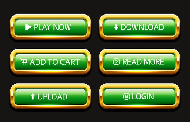 pulsanti d'oro per il sito web pulsanti di lusso per il web design set vettoriale x9