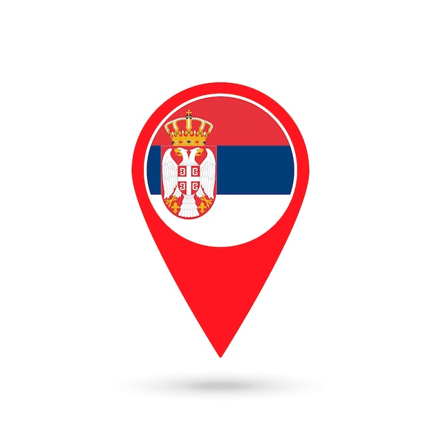 Puntatore mappa con paese Serbia Serbia bandiera Illustrazione vettoriale