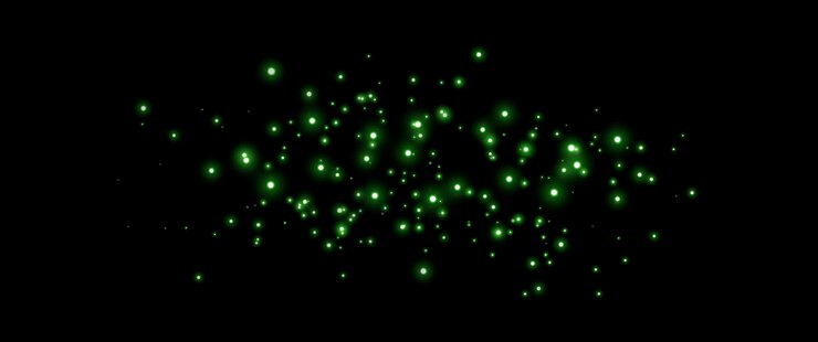 Vettore punti brillanti verdi particelle stelle scintille magiche scintille di luce effetto verde punti luminosi