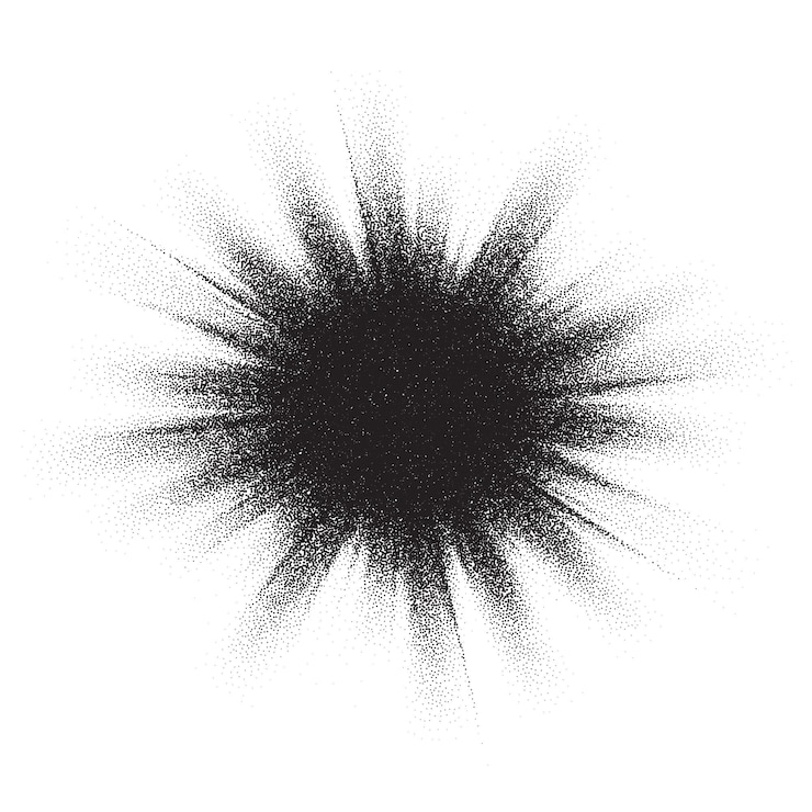 Vettore punti di puntinismo schizzi di grana del rumore o esplosione di glitter nero vettoriale spray a puntini granulosi diffusione spray di rumore granuloso con gradiente stipple di polvere punteggiata