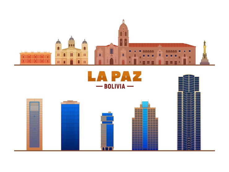 Vettore punti di riferimento della città di la paz bolivia su sfondo bianco illustrazione vettoriale viaggi d'affari e concetto di turismo con edifici moderni immagine per il web o la stampa