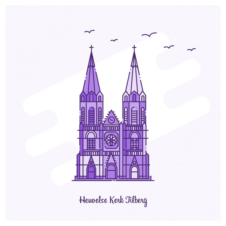 Vettore punto di riferimento di heuvelse kerk tilberg
