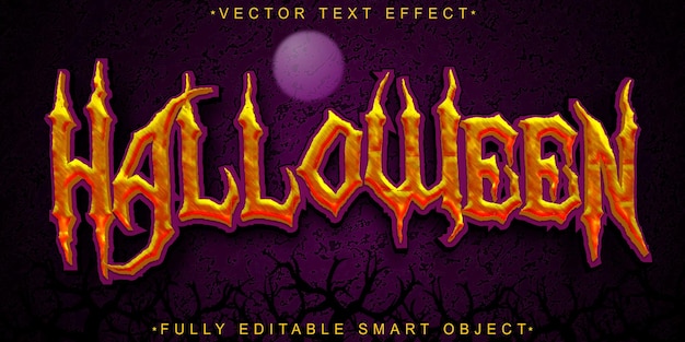 Purple e Orange Horror Scary Halloween Vector Fully Editable Smart Object Text Effect (Effetto di testo per oggetti intelligenti completamente modificabili)