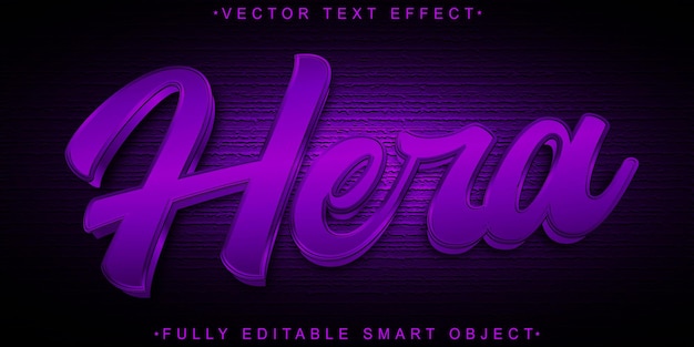 Purple Hera God Vector Effetto di testo dell'oggetto intelligente completamente modificabile