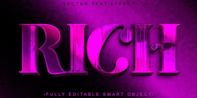 Purple Luxury Rich Vector Effetto di testo Smart Object completamente modificabile