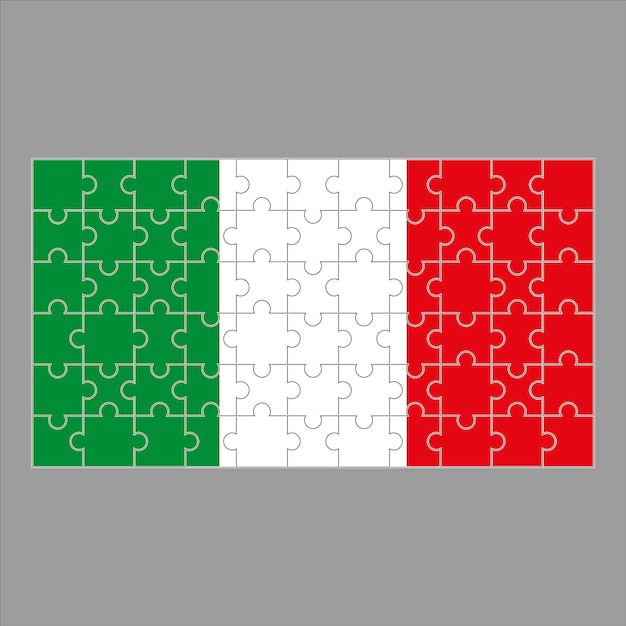 Puzzle bandiera d'Italia su sfondo grigio