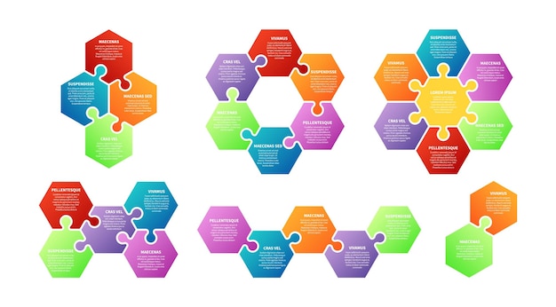 Puzzle infografica Metafora della collaborazione del lavoro di squadra Passaggi isolati agile o concetto astratto di pianificazione di vettore