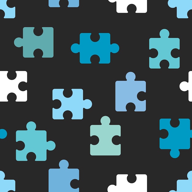 Puzzle seamless pattern Piastrelle di colore su sfondo nero