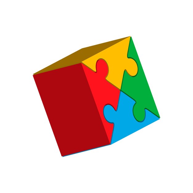 Puzzle vettoriale, modello semplice vuoto 2x2, quattro pezzi