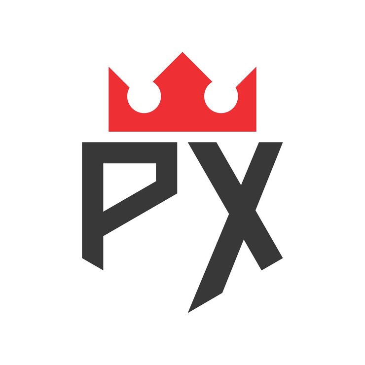Vettore px crown logo corona su lettera modello di progettazione del logo px