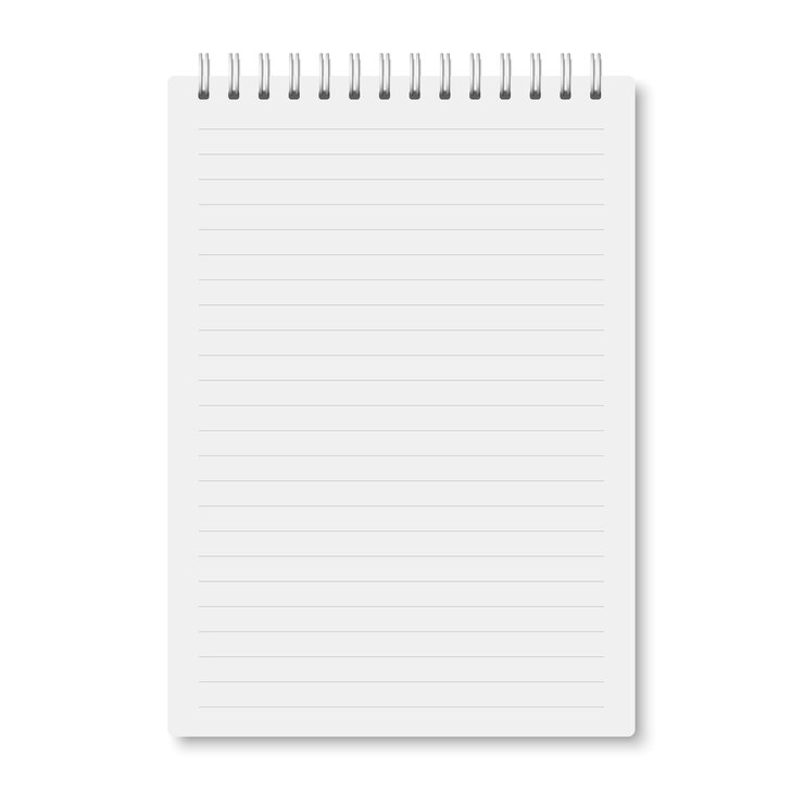 Vettore quaderno bianco realistico a5 chiuso con ombre