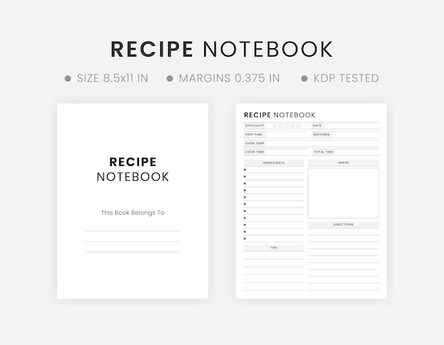 Quaderno di ricette per cucinare e pianificare i pasti