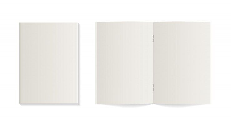 Vettore quaderno, diario o libro realistico. mockup di quaderno vuoto aperto e chiuso. taccuino realistico di vettore mockup isolato. modello di progettazione.
