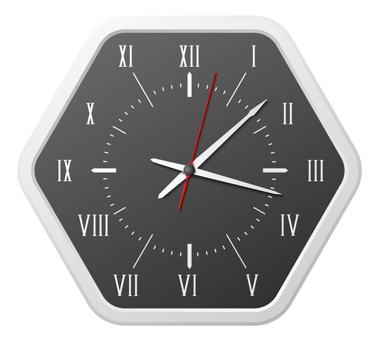Quadrante Orologio a tempo di forma elegante realistico isolato su sfondo bianco