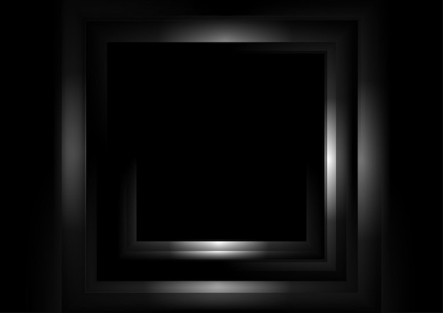 Quadrati bianchi grigi astratti lucidi su sfondo nero