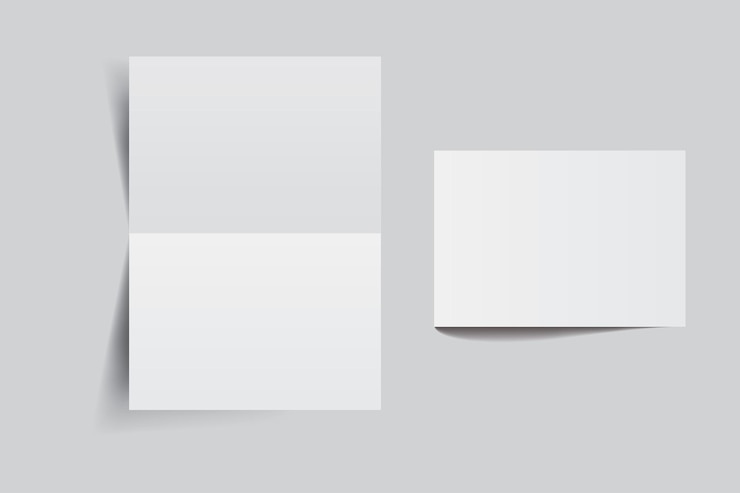 Vettore quadrato aperto folletto bi fold modello di modello carta bianca carte di ringraziamento biglietti di nota carta biglietto di saluto invito a nozze cartolina postale o lavoro creativo per la presentazione del design