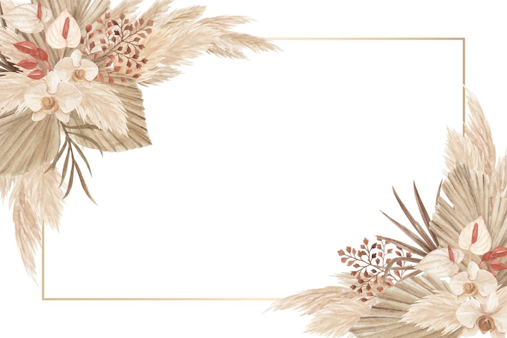 Vettore quadro a tema di oasi ad acquerello con fiori secchi
