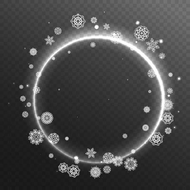 Quadro circolare a fiocchi di neve Elemento di illustrazione vettoriale realistico per Natale